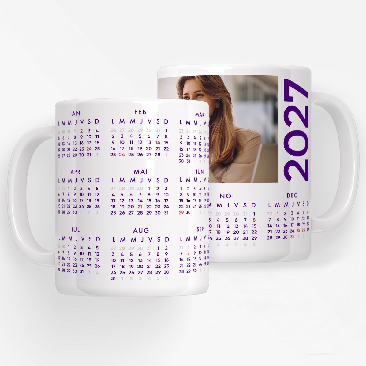 Cană personalizată cu calendar și o poză