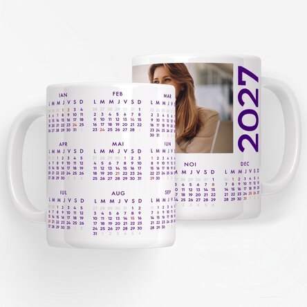 Cană personalizată cu calendar și o poză
