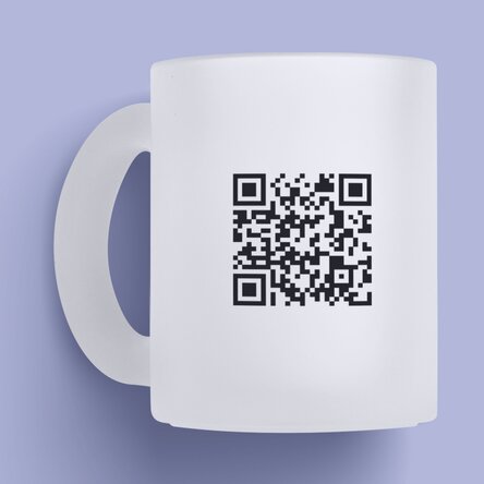 Cană sticlă mată personalizată cu cod QR 