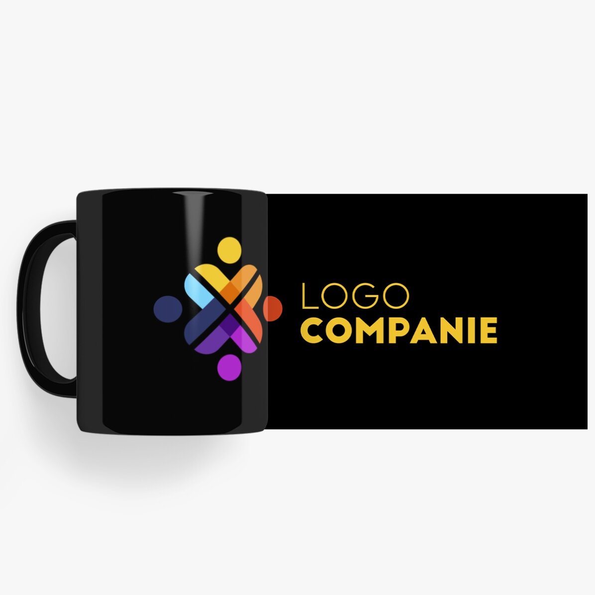 Cană personalizată cu logo pe fundal negru