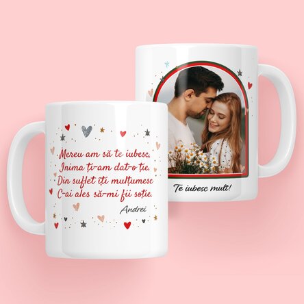Cană personalizată cu mesaj și poză pentru soție x Flick