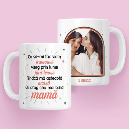 Cană personalizată cu mesaj și poză pentru mama x Flick