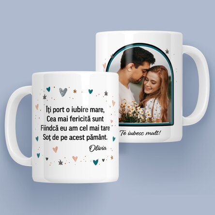 Cană personalizată cu mesaj și poză pentru soț x Flick