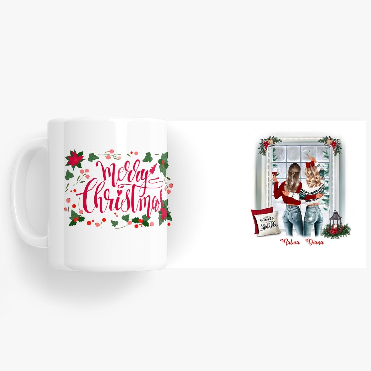 Cană personalizată cu nume pentru prieteni - Merry Christmas