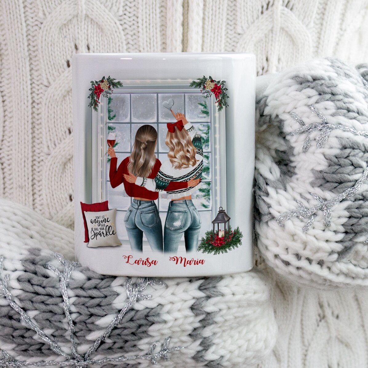 Cană personalizată cu nume pentru prieteni - Merry Christmas