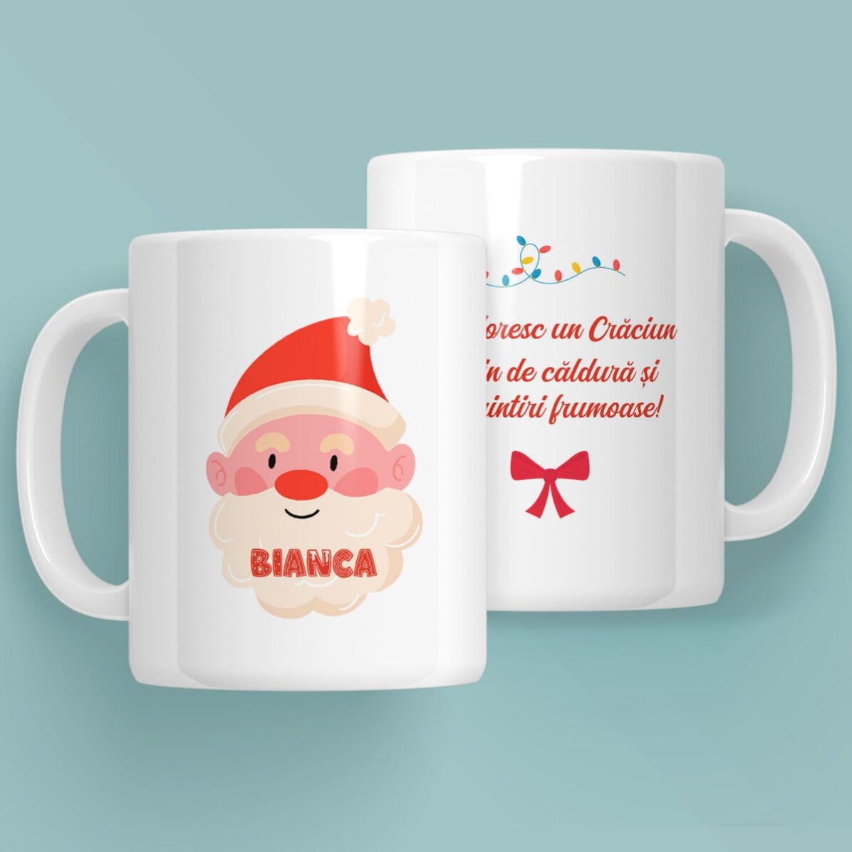 Cană personalizată cu nume și mesaj - Crăciun fericit!