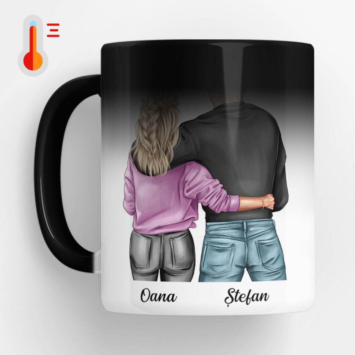 Cană personalizată cu nume și mesaj - Cuplu