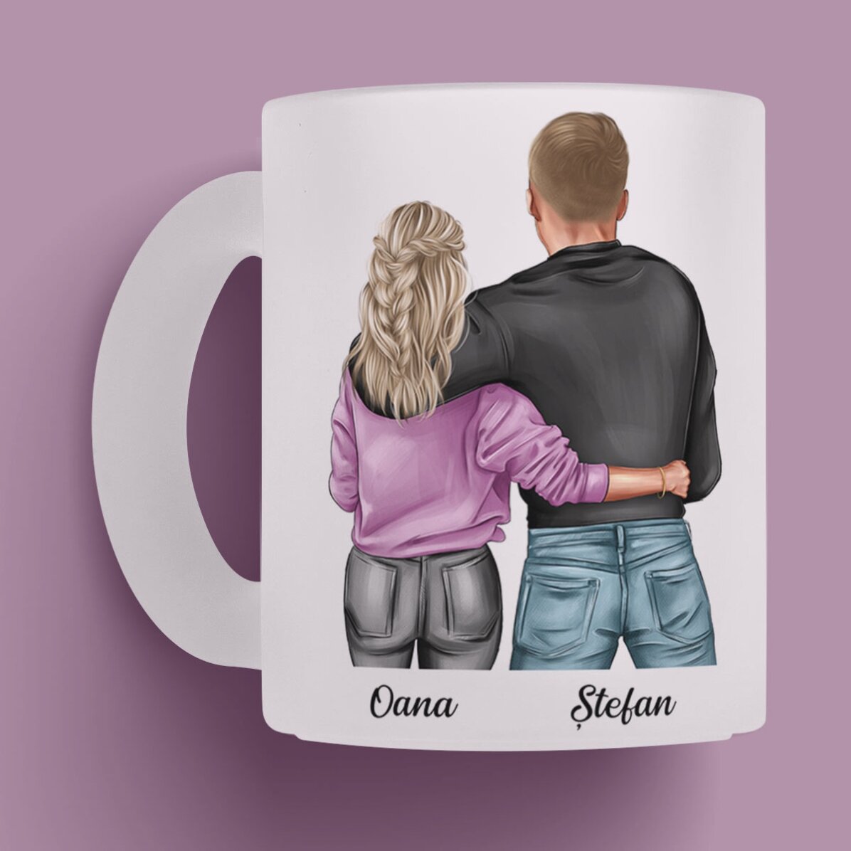 Cană personalizată cu nume și mesaj - Cuplu
