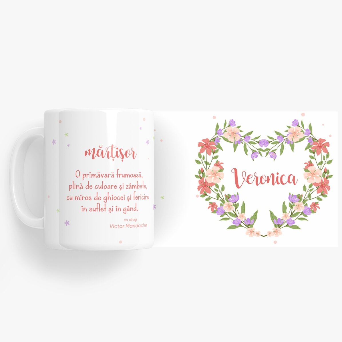 Cană personalizată cu nume și mesaj - Primăvară frumoasă!