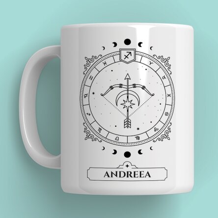 Cană personalizată cu nume și zodie - Săgetător