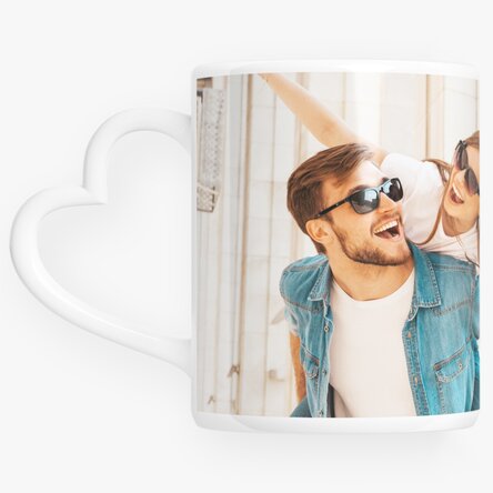 Cană personalizată cu o poză landscape  - model toartă în formă de inimă