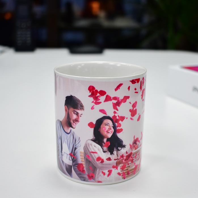 Cană personalizată cu o poză landscape  - model toartă în formă de inimă