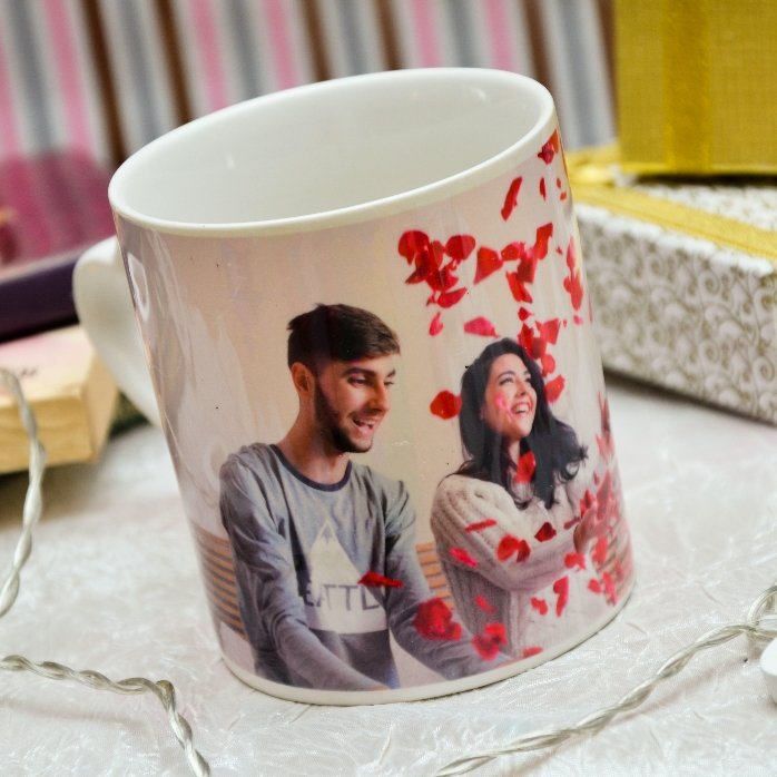 Cană personalizată cu o poză landscape  - model toartă în formă de inimă