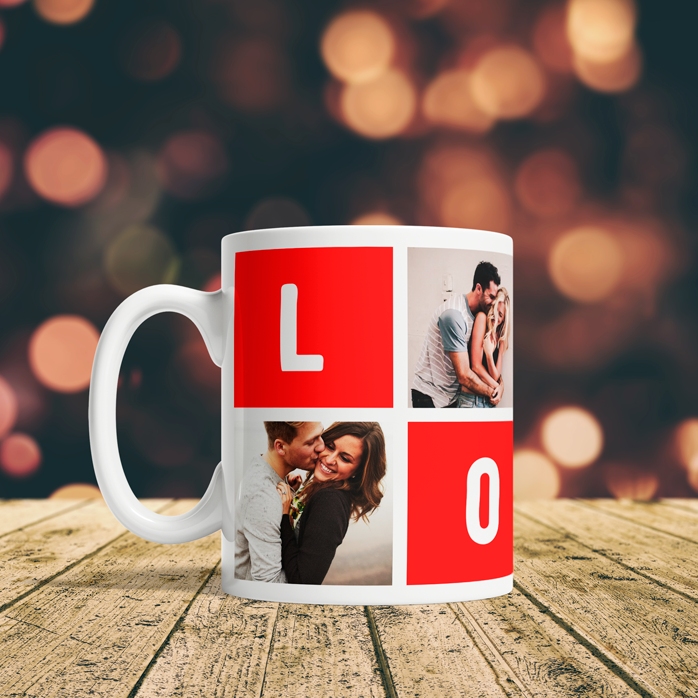 Cană personalizată cu 4 poze love