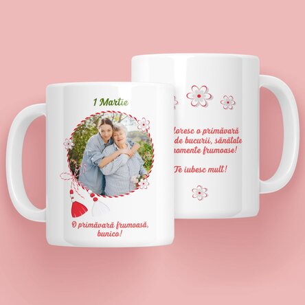 Cană personalizată cu o poză și text - Mărțișor