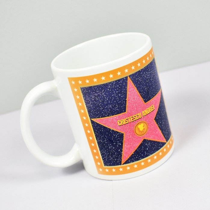 Cană personalizată cu o poză - Steaua Recunoștinței, fundal portocaliu