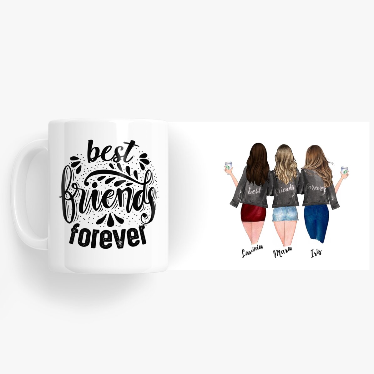 Cană personalizată cu text - 3 Best friends