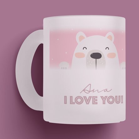 Cană sticlă mată personalizată cu text - Cute Valentine 