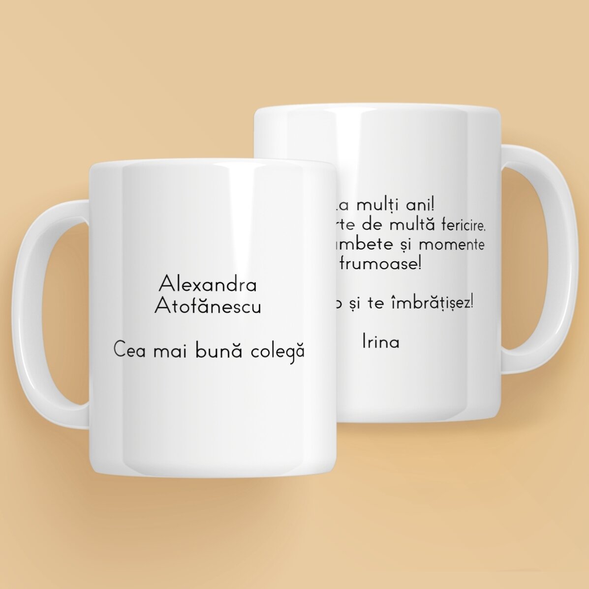 Cană personalizată cu text față-verso