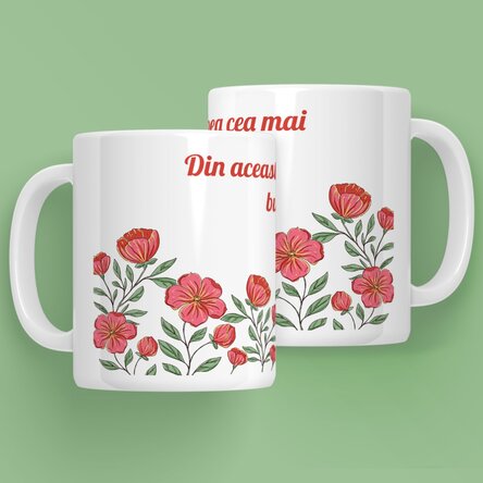 Cană personalizată cu text - Floral