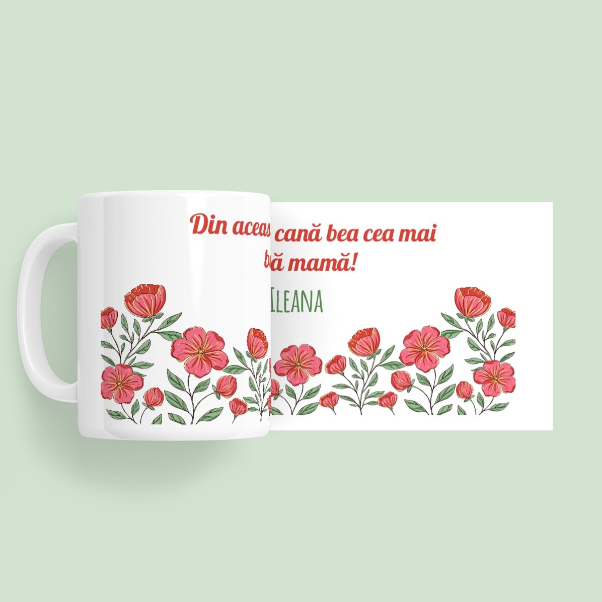 Cană personalizată cu text - Floral