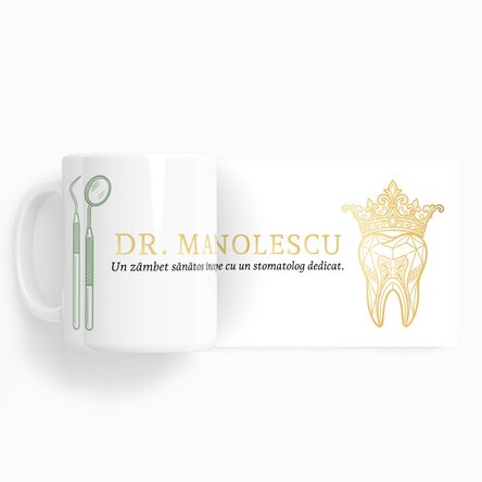 Cană personalizată cu text - Golden Dentist
