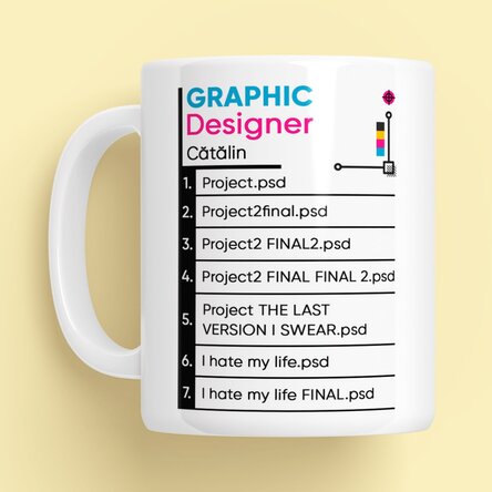 Cană personalizată cu text - Graphic Designer