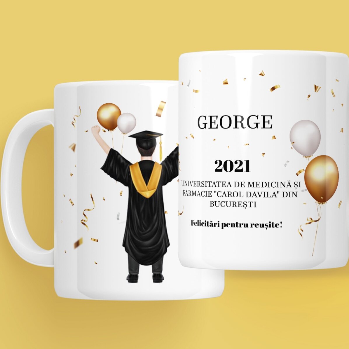 Cană personalizată cu text - His graduation