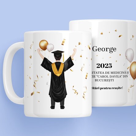 Cană personalizată cu text - His graduation