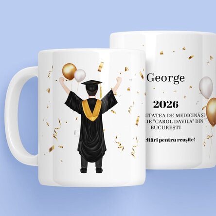 Cană personalizată cu text - His graduation