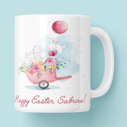 Cană personalizată cu text - Iepurașii veseli