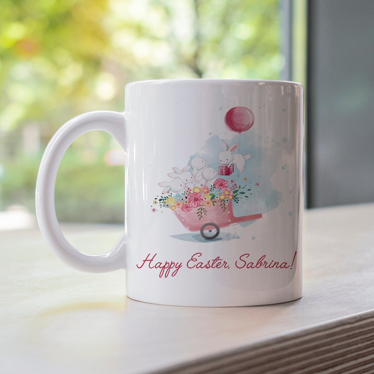 Cană personalizată cu text - Iepurașii veseli