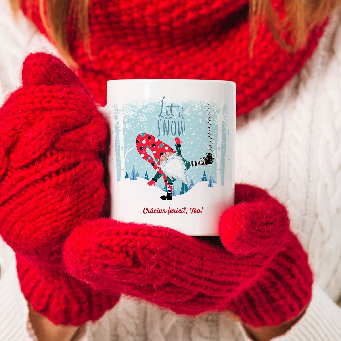 Cană personalizată cu text - Let it snow