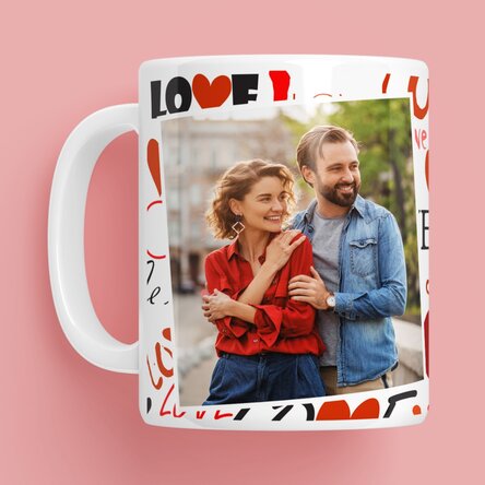 Cană personalizată cu text Love și o poză