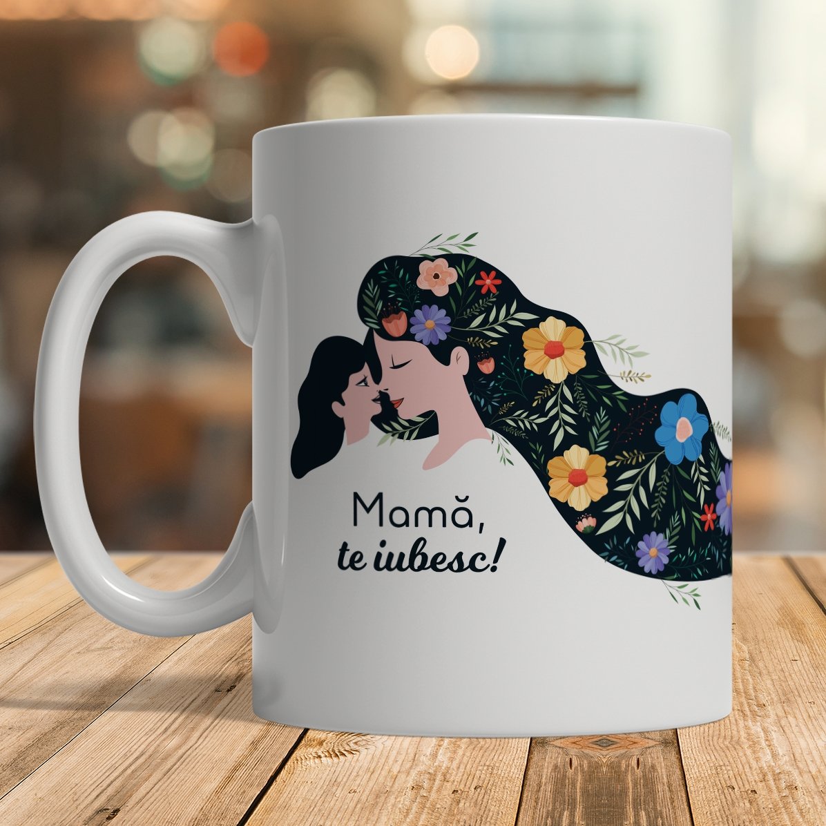 Cană personalizată cu text - Mamă, te iubesc! 
