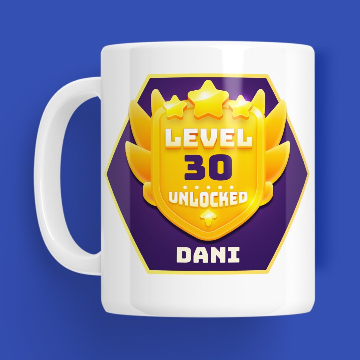 Cană personalizată cu text pentru aniversare - Level Unlocked