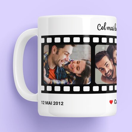 Cană personalizată cu text și 4 poze - Cele mai dragi amintiri