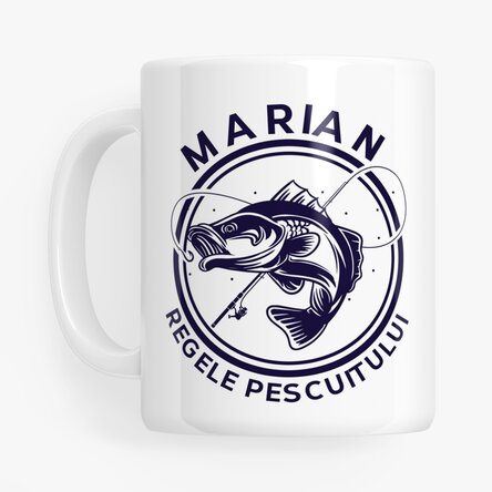 Cană personalizată cu text și nume - Regele pescuitului