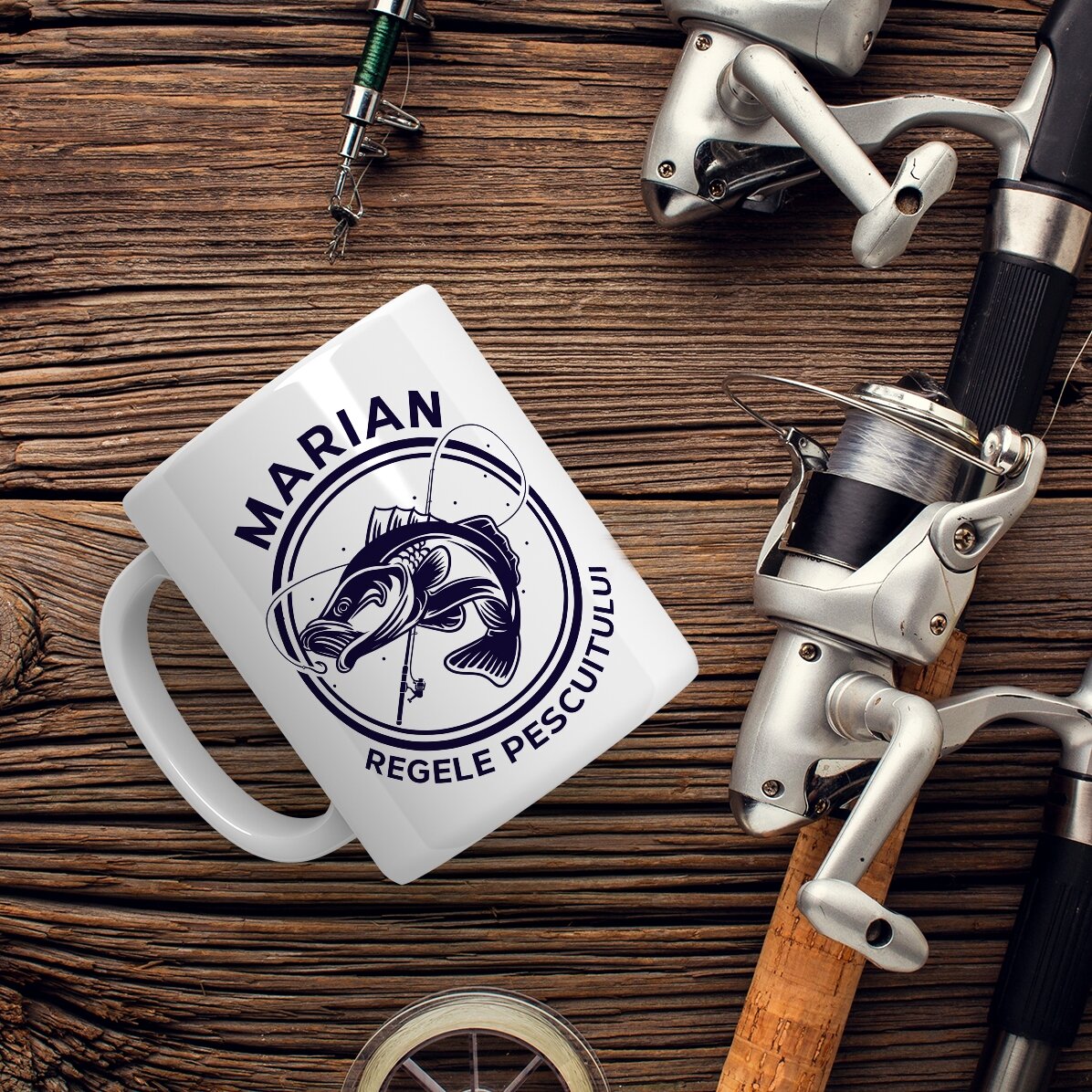 Cană personalizată cu text și nume - Regele pescuitului