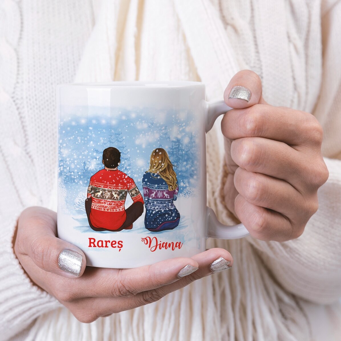 Cană personalizată cu nume pentru cuplu - Merry Christmas