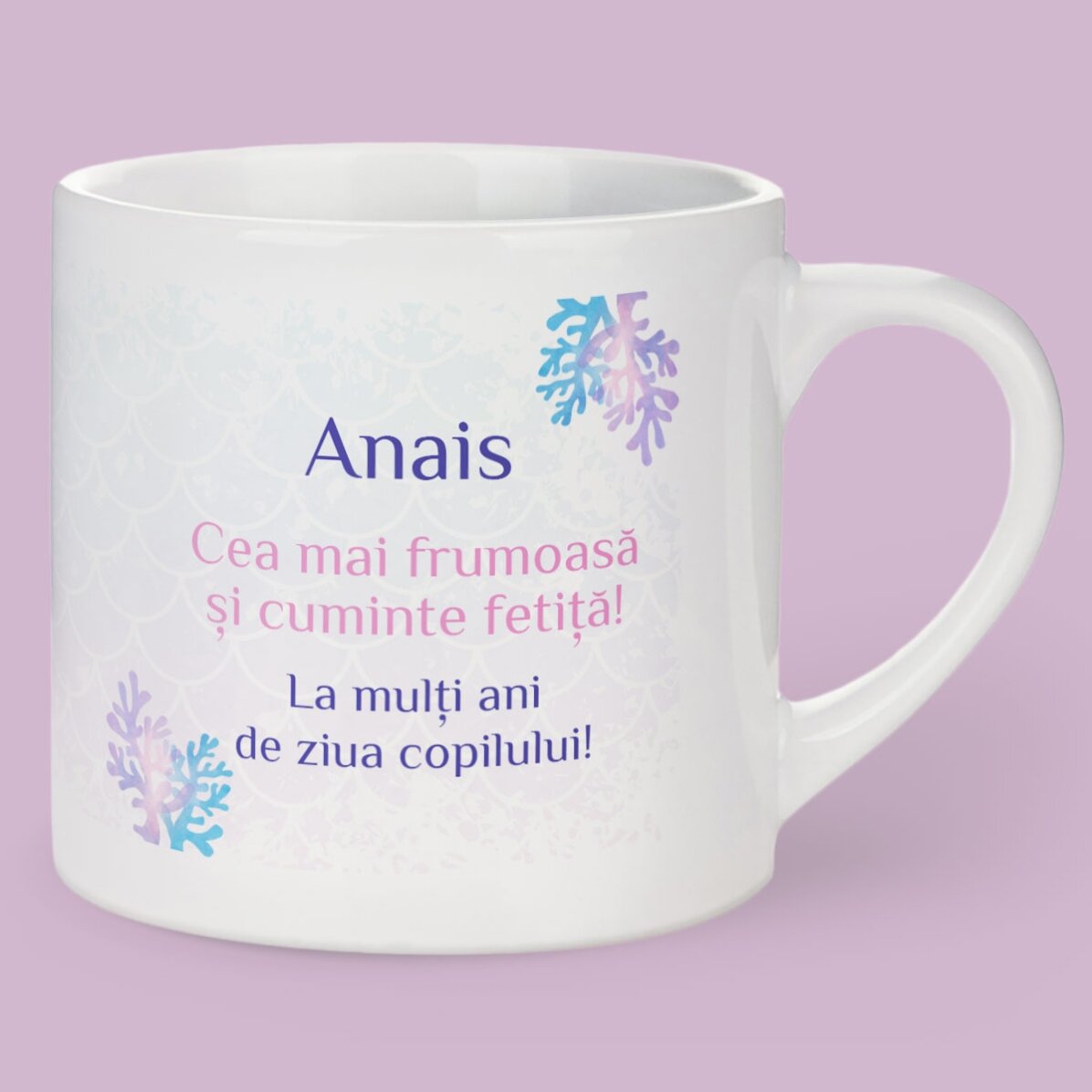 Cană personalizată pentru copii cu poză și mesaj - Sirenă