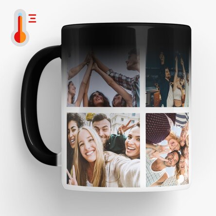 Cană termosensibilă personalizată cu 6 poze și mesaj