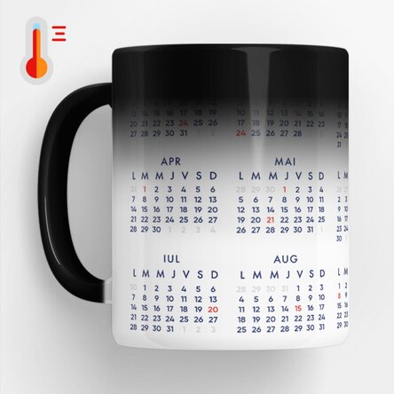 Cană termosensibilă personalizată cu calendar și logo