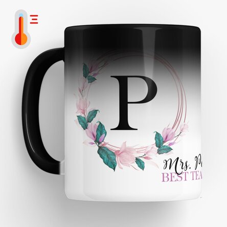 Cană termosensibilă personalizată cu inițială și nume pentru profesori 