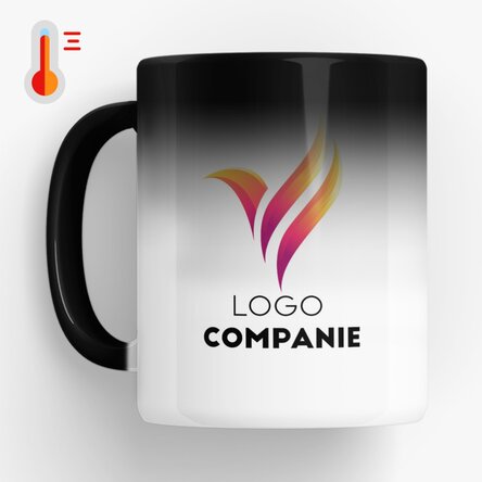 Cană termosensibilă personalizată cu logo și text 