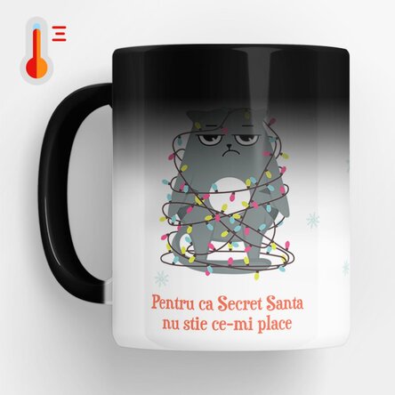 Cană termosensibilă personalizată cu mesaj - Crăciun fericit!