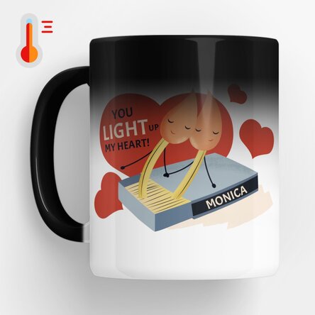 Cană termosensibilă personalizată cu mesaj - Light up my heart