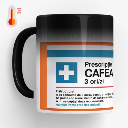Cană termosensibilă personalizată cu mesaj - Prescripție