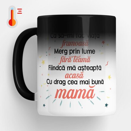 Cană termosensibilă personalizată cu mesaj și poză pentru mama x Flick