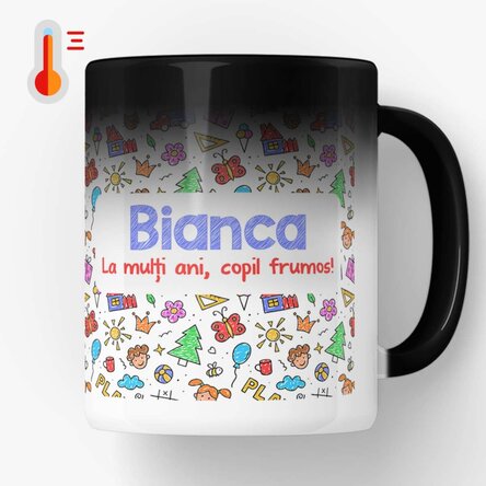 Cană termosensibilă personalizată cu mesaj - Ziua copilului